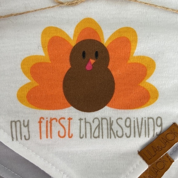 LILA & JACK My First Thanksgiving Bandana Bib Set 3PK NWT - Picture 3 of 11